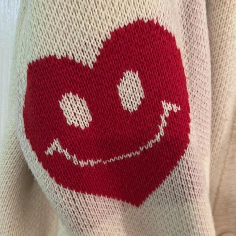 Graver of Anaheim Unisex Elbow Heart Smile Cardigan Sweater - Picture 5 of 6